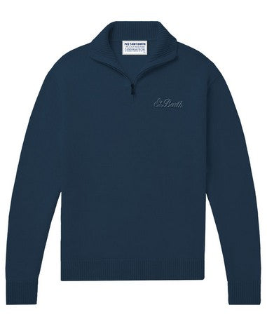 LAMBSWOOL HALF ZIP - JERMYN - BLU NAVY / S - Maglioni